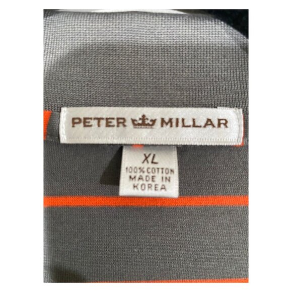 Peter Millar Gray/Orange Striped Short Sleeve Polo Shirt -Sz. XL (EUC) - Picture 3 of 3